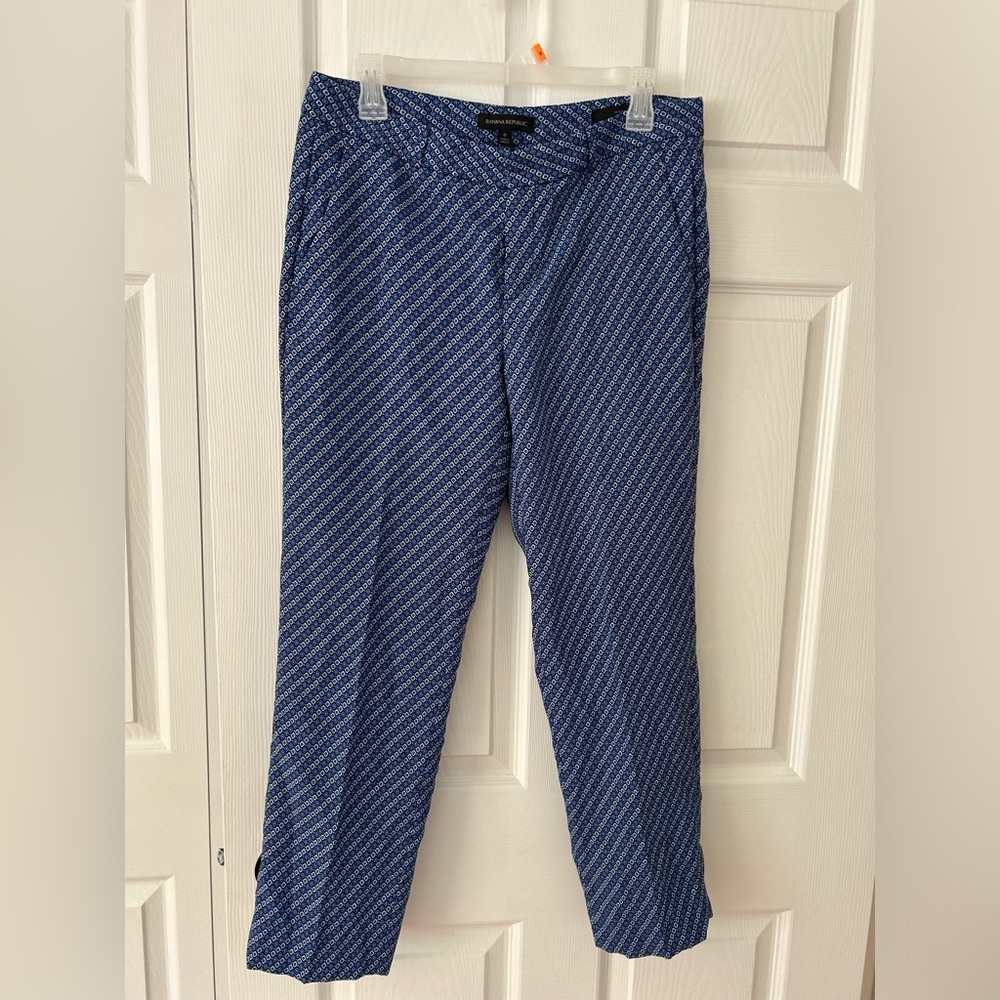 Banana Republic Navy Diagonal Patterned  Pants